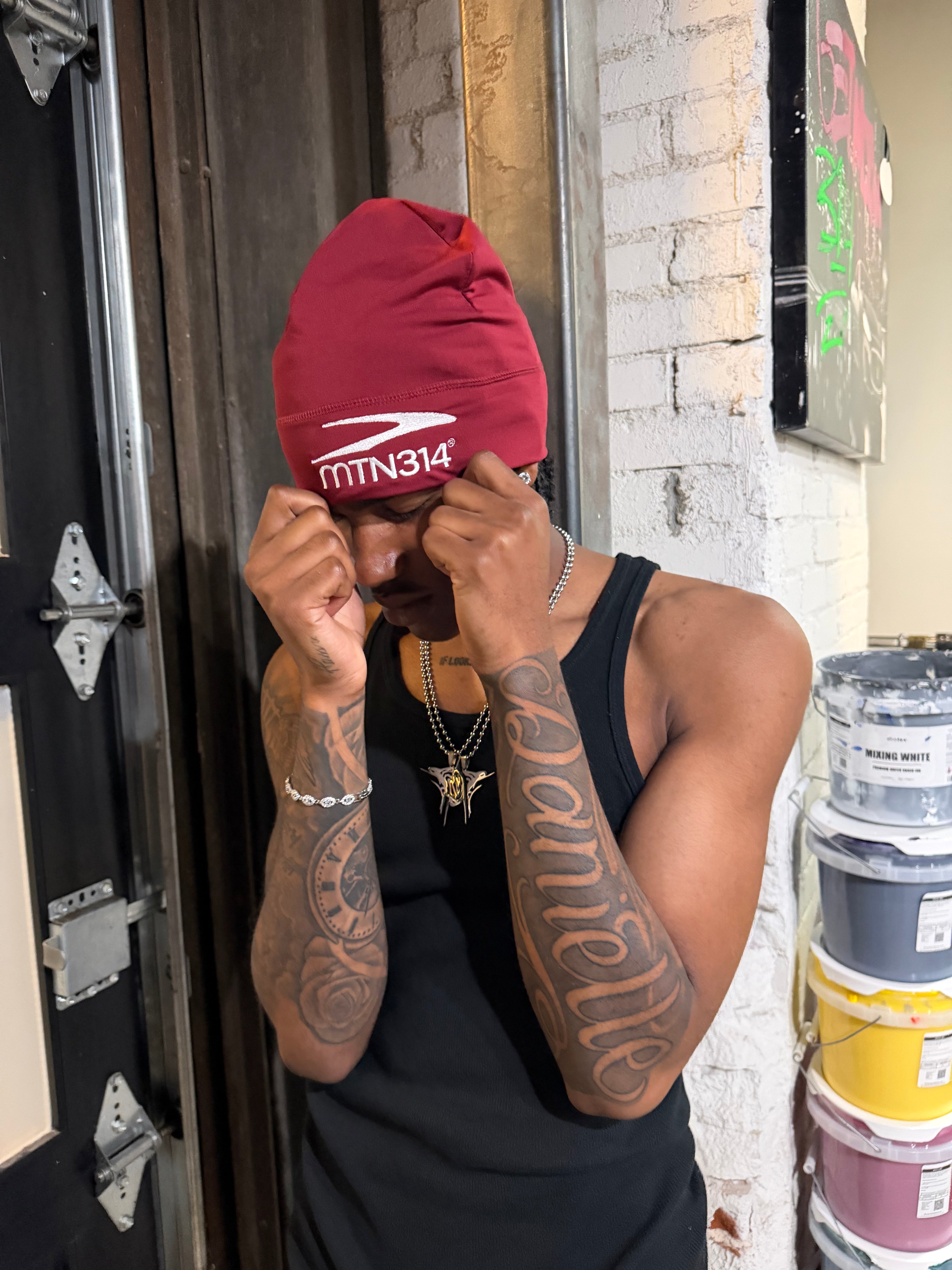 Maroon skull cap