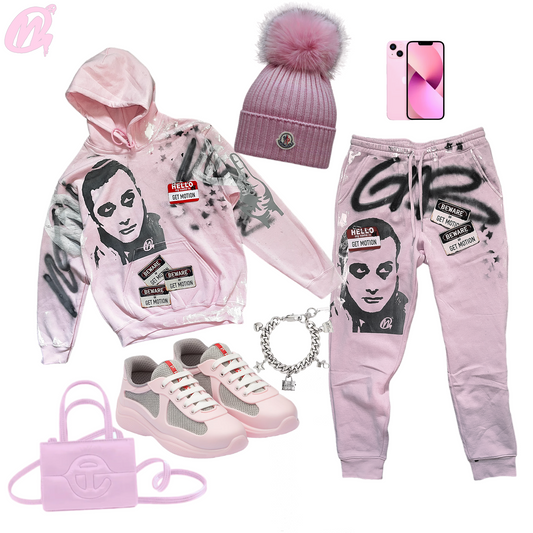 SOFT Pink ♡ Graffiti Hoodie Set