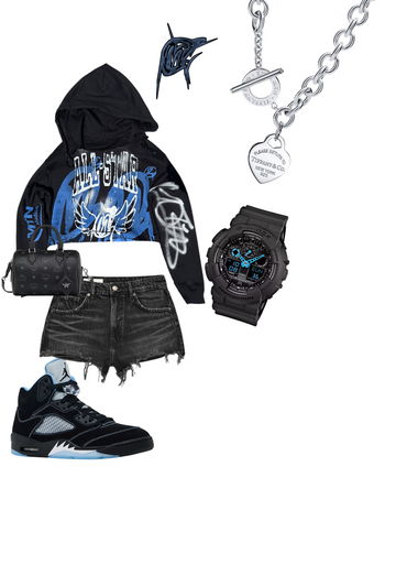 crop Distressed Carolina blue Graffiti Hoodie