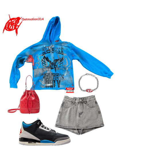 Rare air 3s crop bottom graffiti hoodie