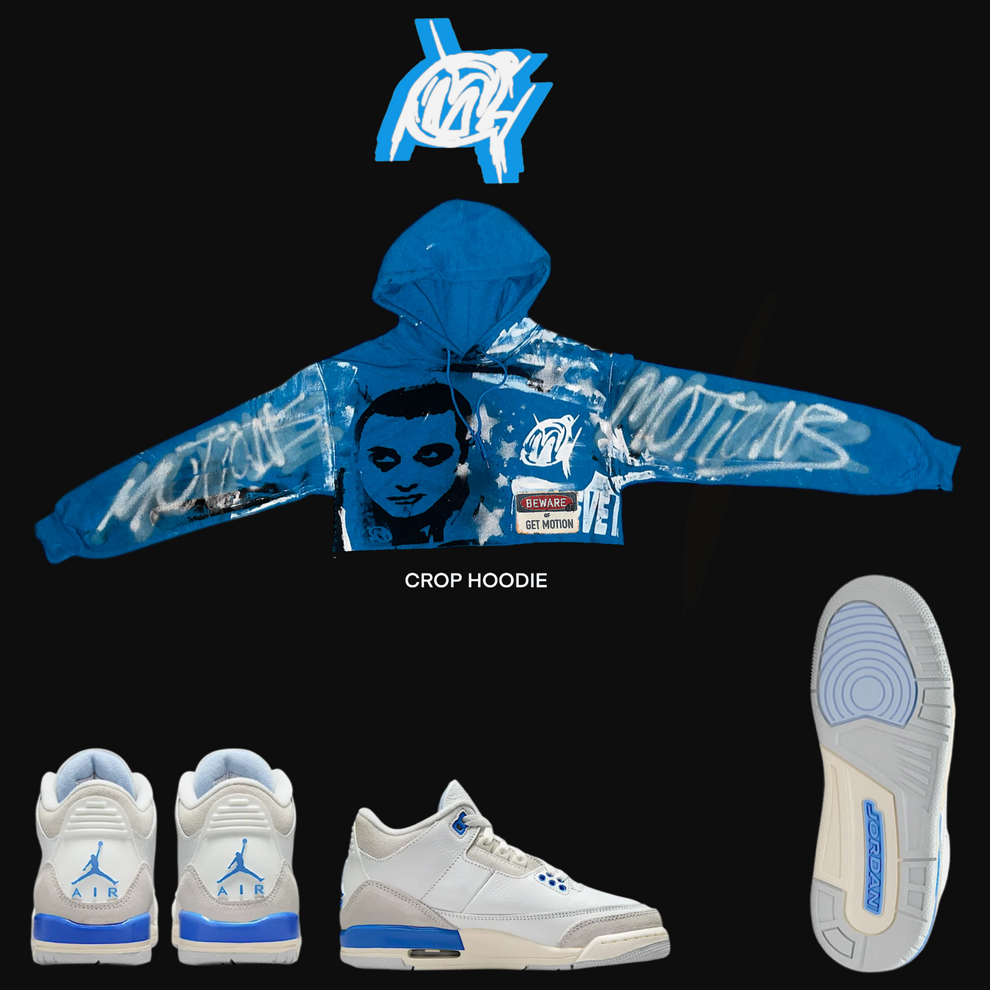 LUCKY SHORTS crop graffiti hoodie