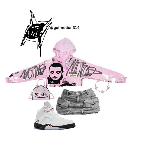 Crop Soft pink 5s graffiti hoodie