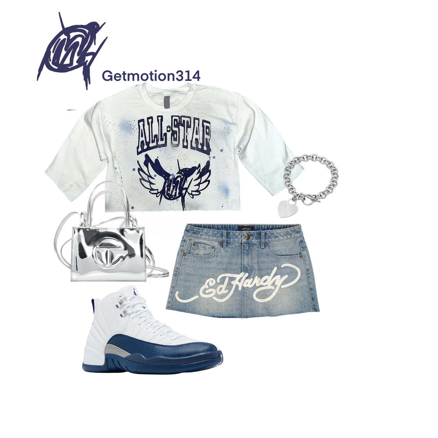 Crop French blue All-Star Graffiti Shirt