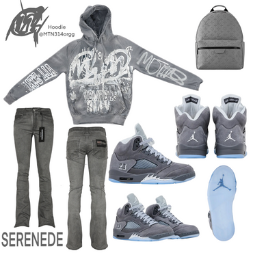 Wolf Grey 5s Graffiti Hoodie