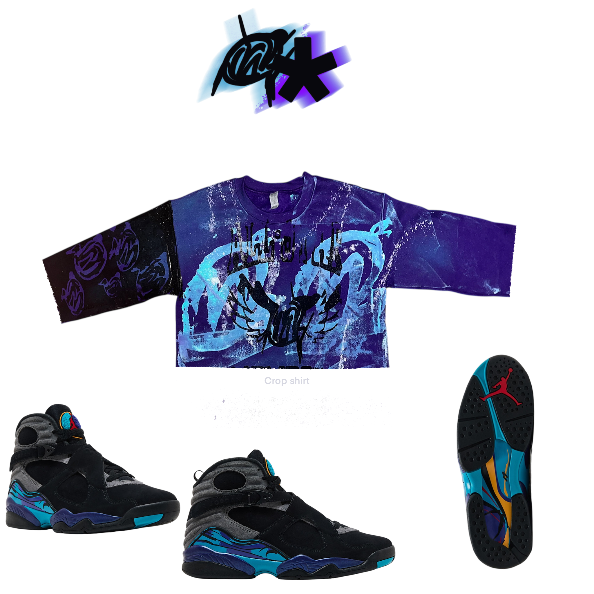 Crop Aqua 8 graffiti shirt