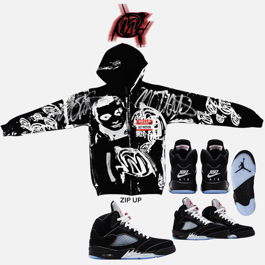 Metallic 5s graffiti zip up