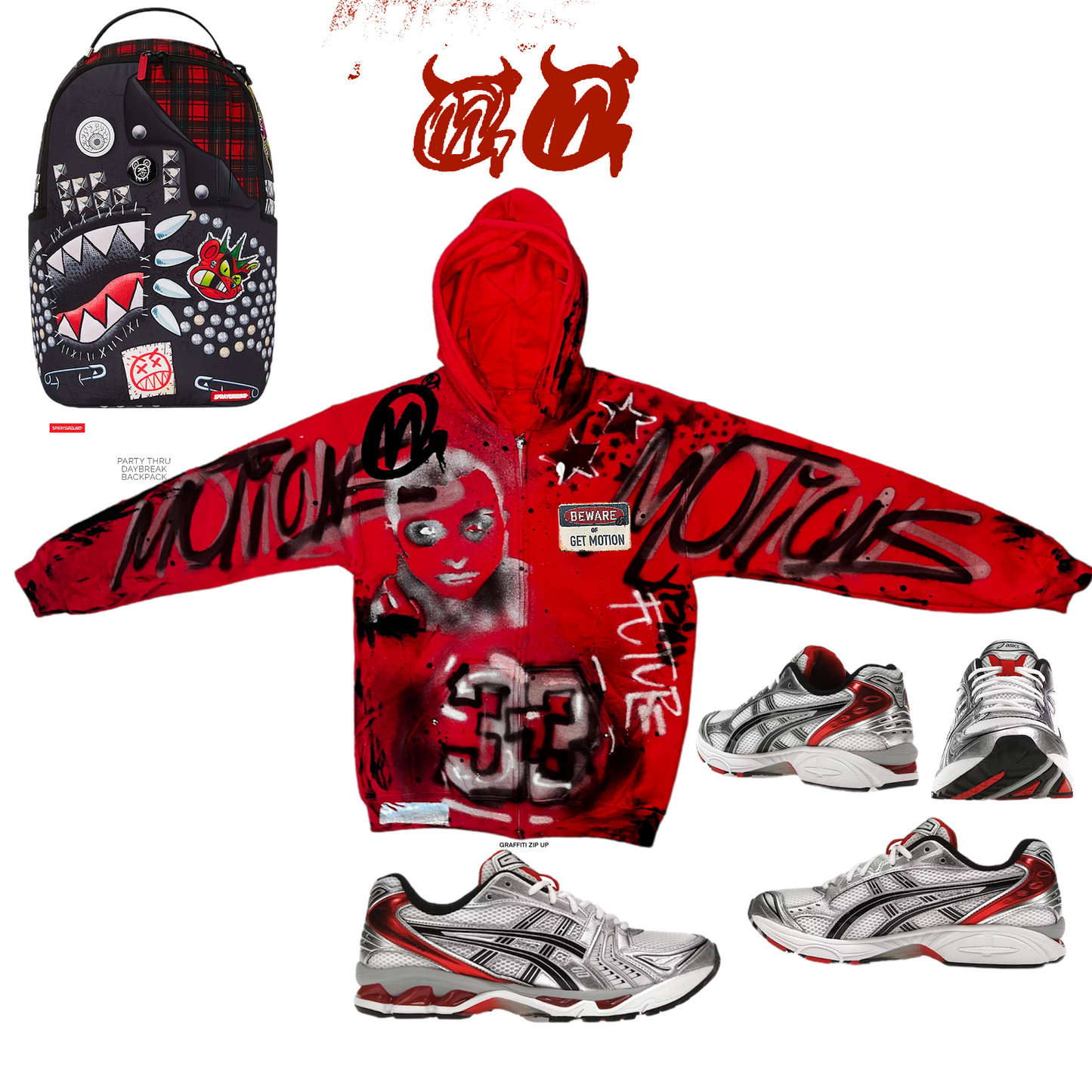 Red graffiti zip up