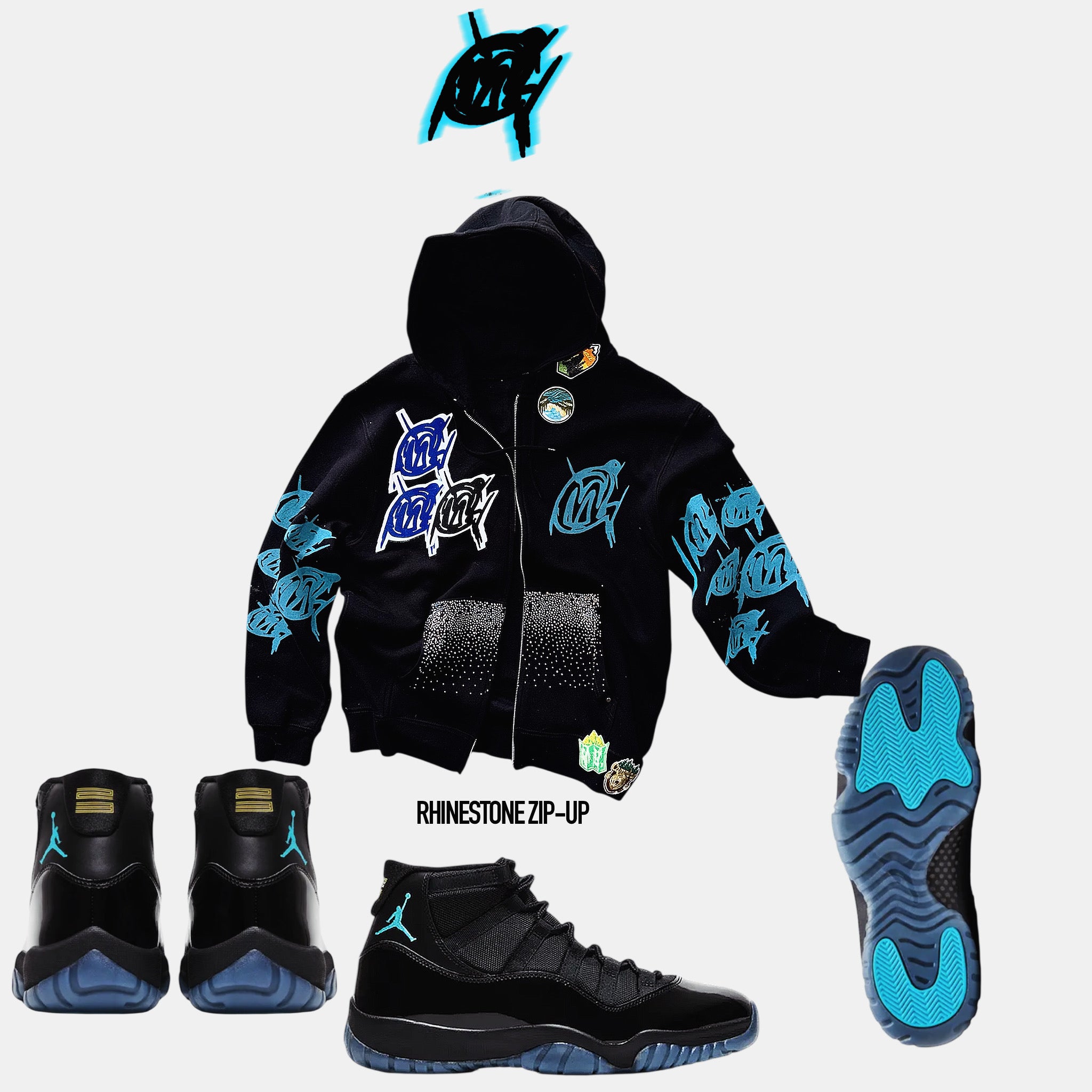 Gamma Visionary Rhinestone Patch Zip-UP