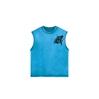 Blue sleeveless shirt