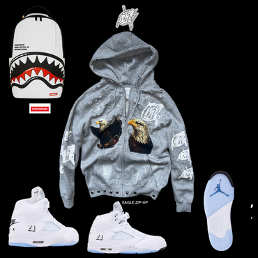 Grey white eagle Zip-Up ( only 1 made)