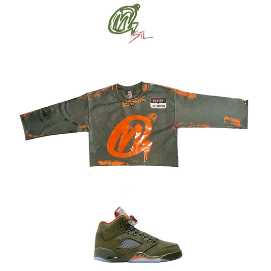 Olive 5s graffiti shirt CROPPED