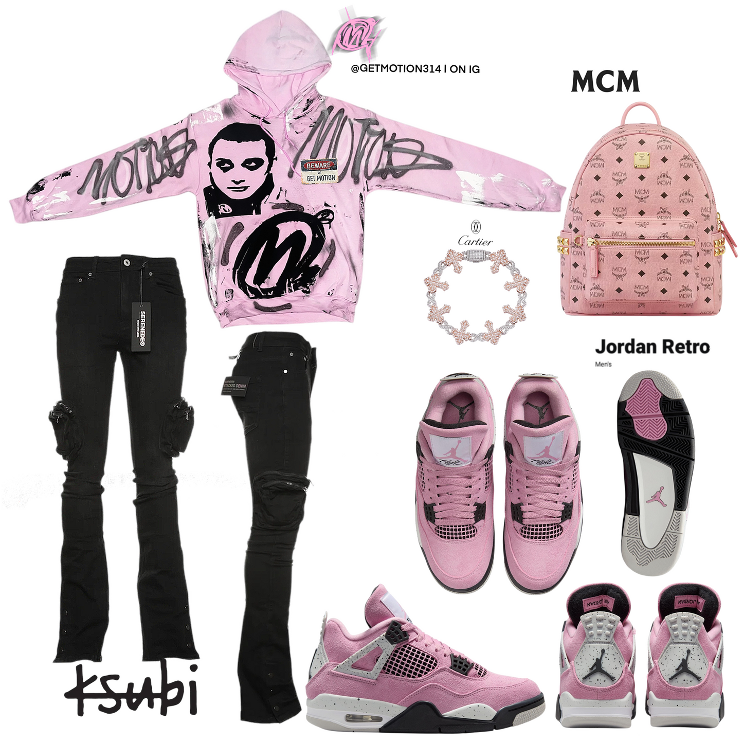 jordan 4 pink orchid Graffiti Hoodie