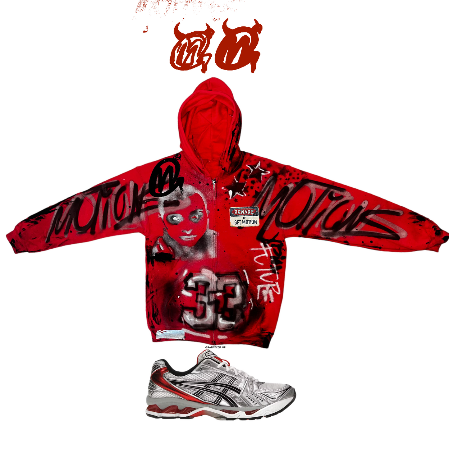 Red graffiti zip up