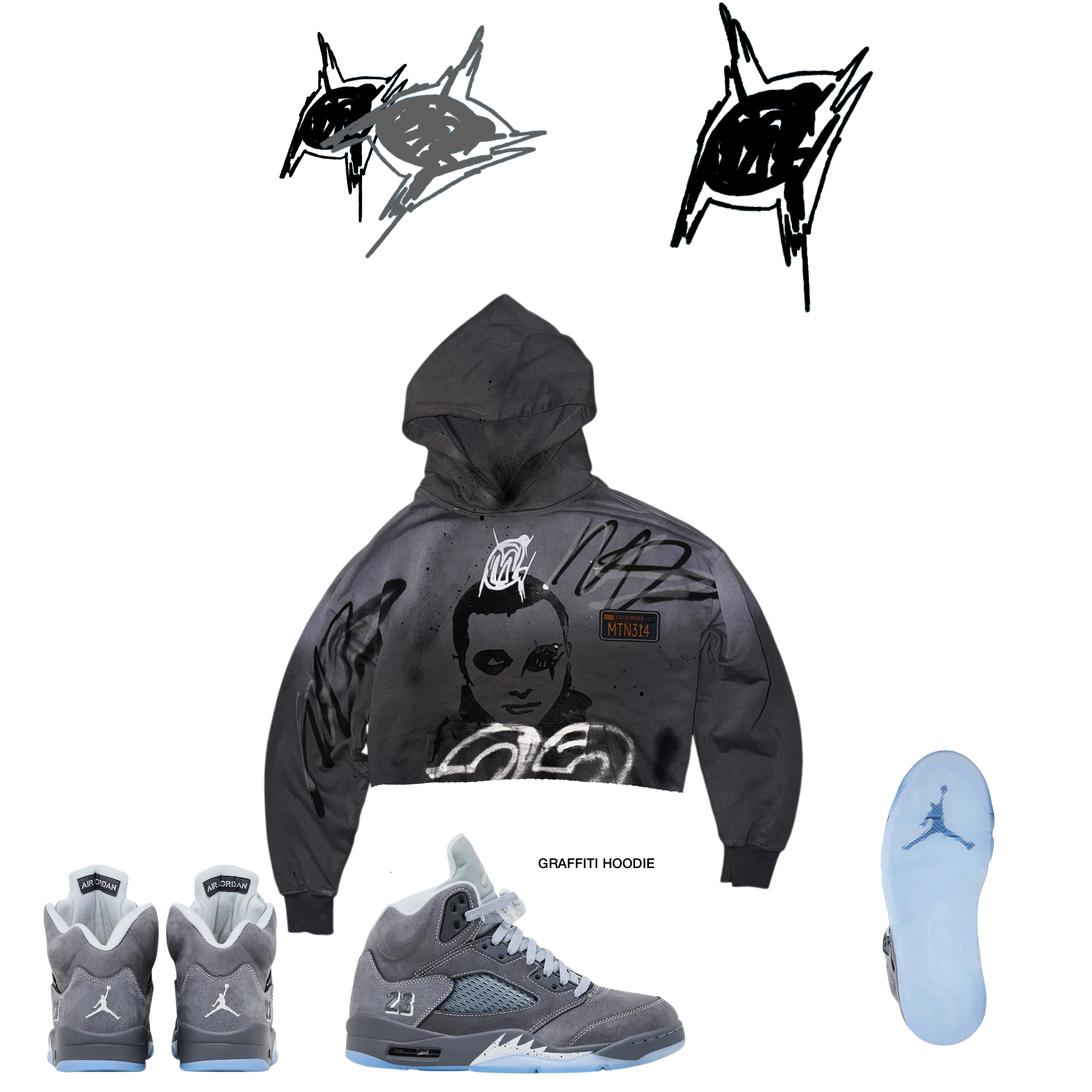 Wolf grey hoodie crop