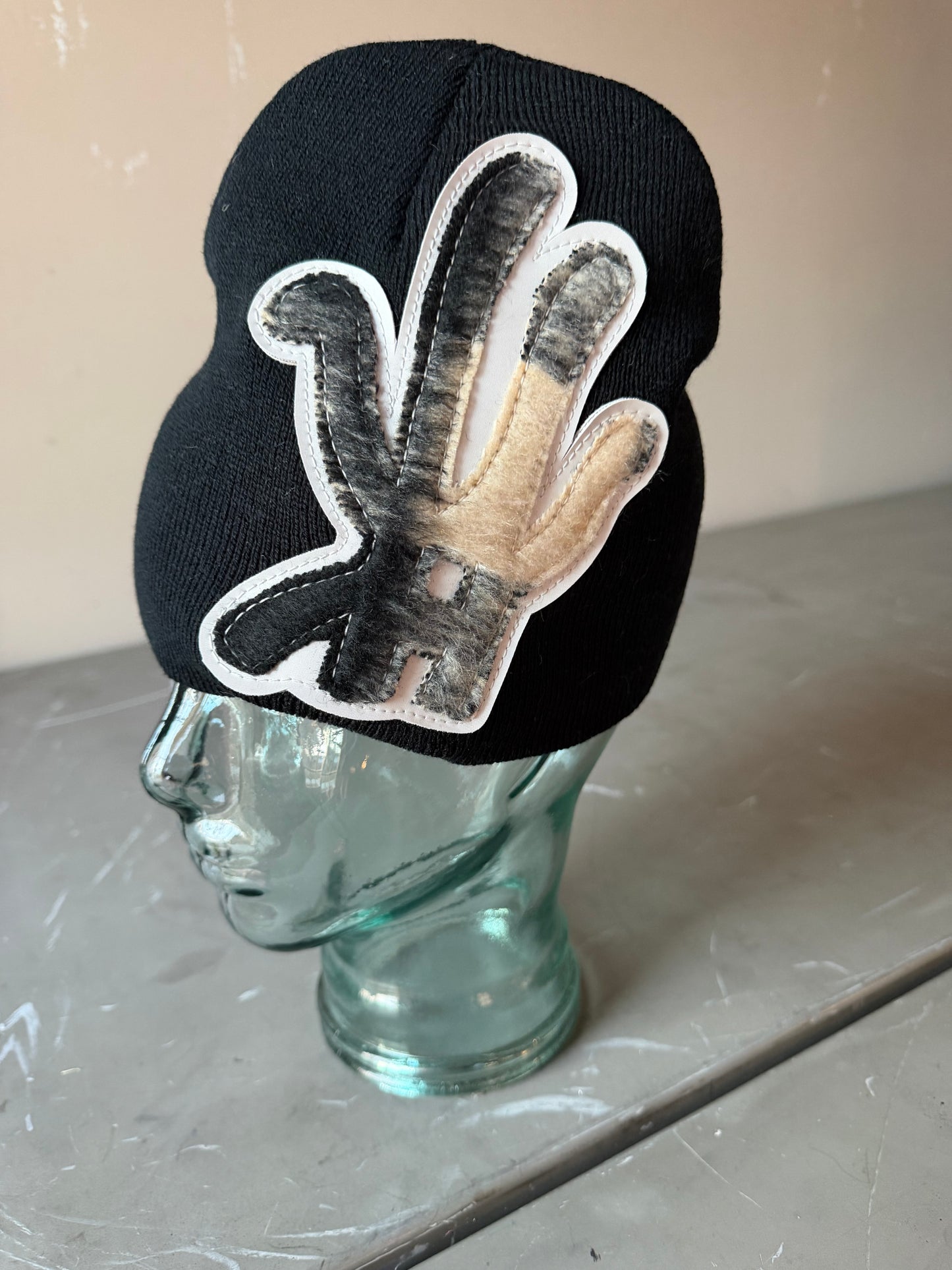 Flocked Plaid YKWYK Leather Patch Beanie