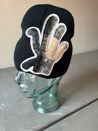 Flocked Plaid YKWYK Leather Patch Beanie