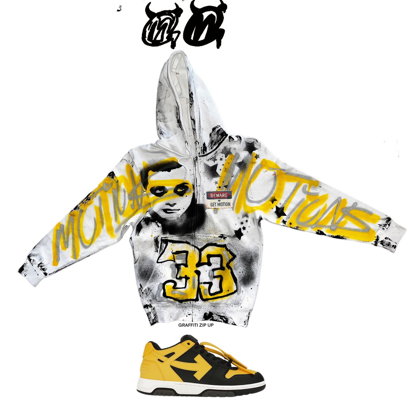 Yellow and black Graffiti zip up