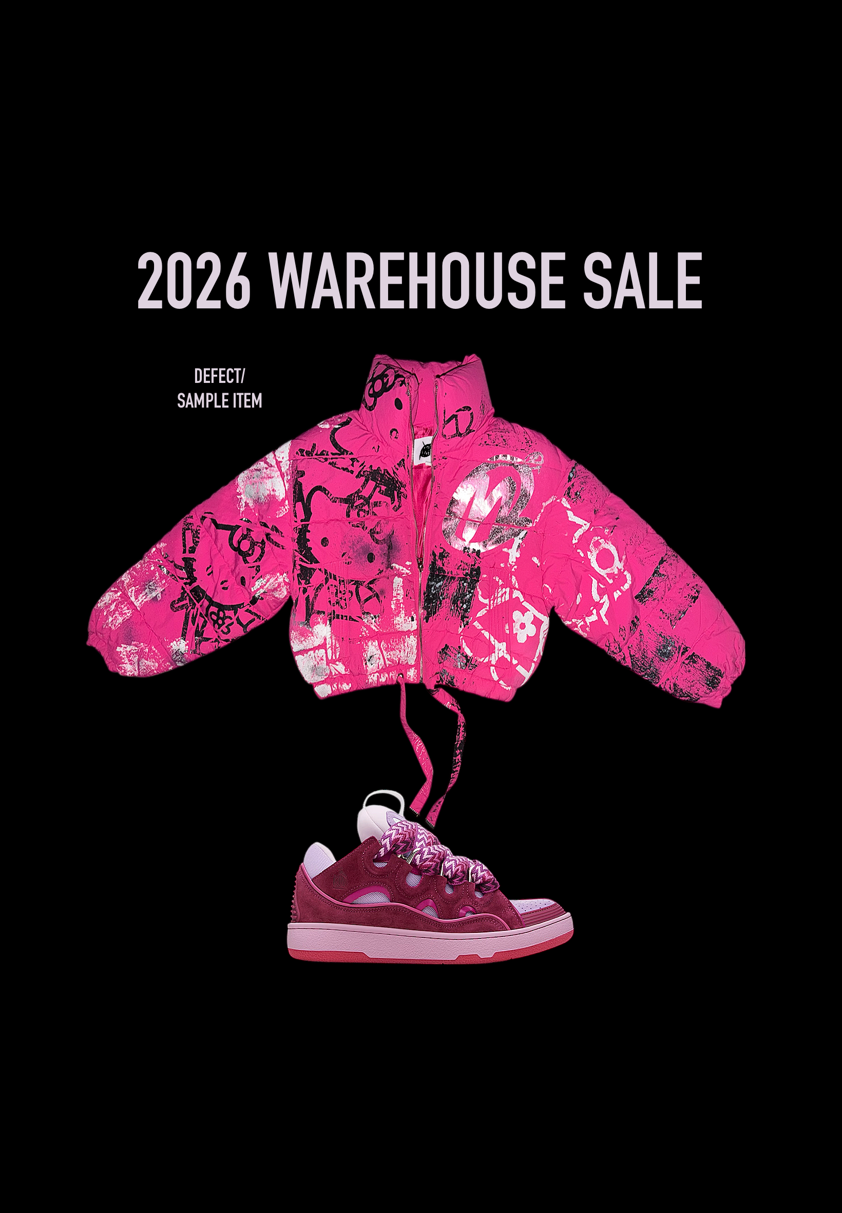 Hot pink distressed graffiti CROPPED hello kitty coat