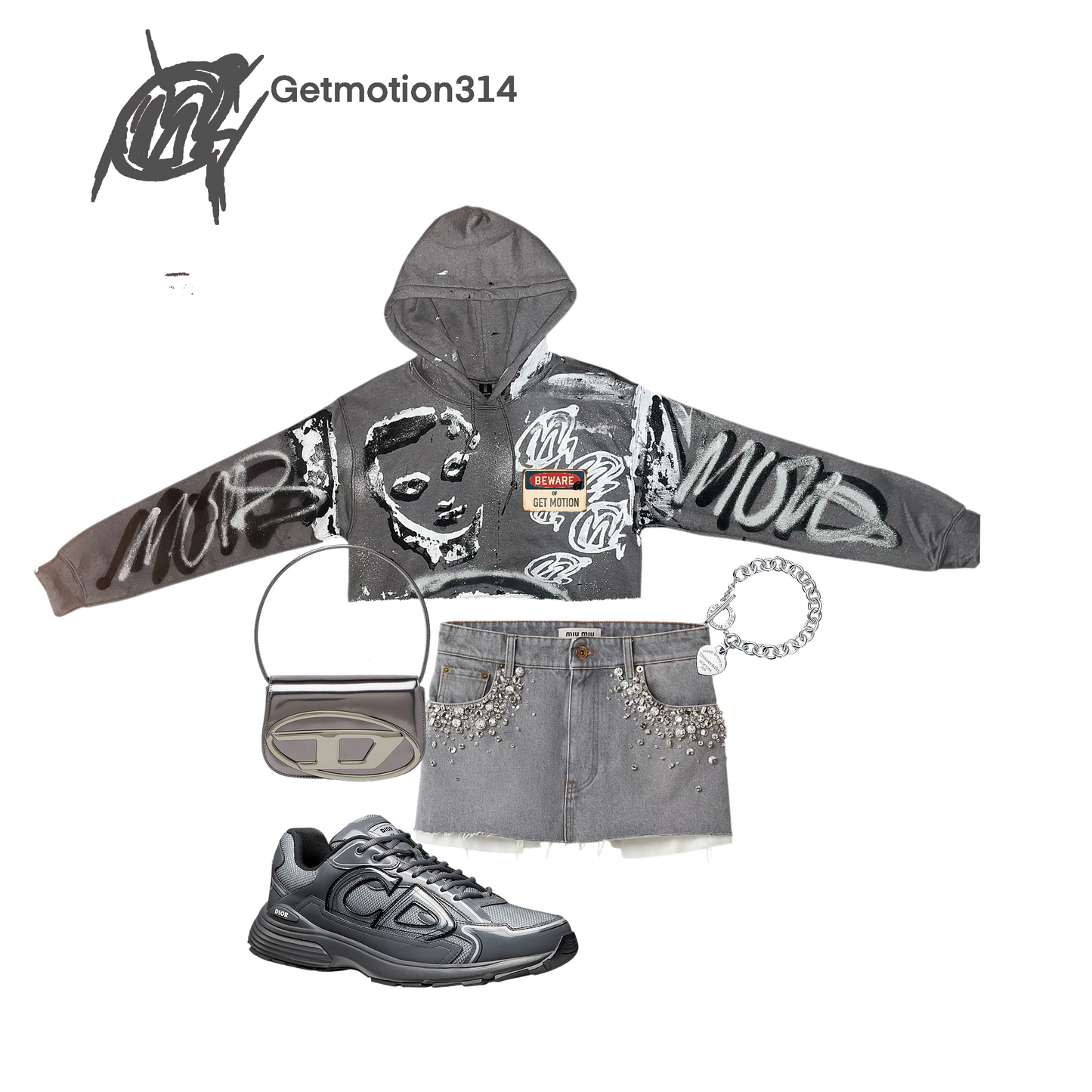 Crop B12s graffiti hoodie