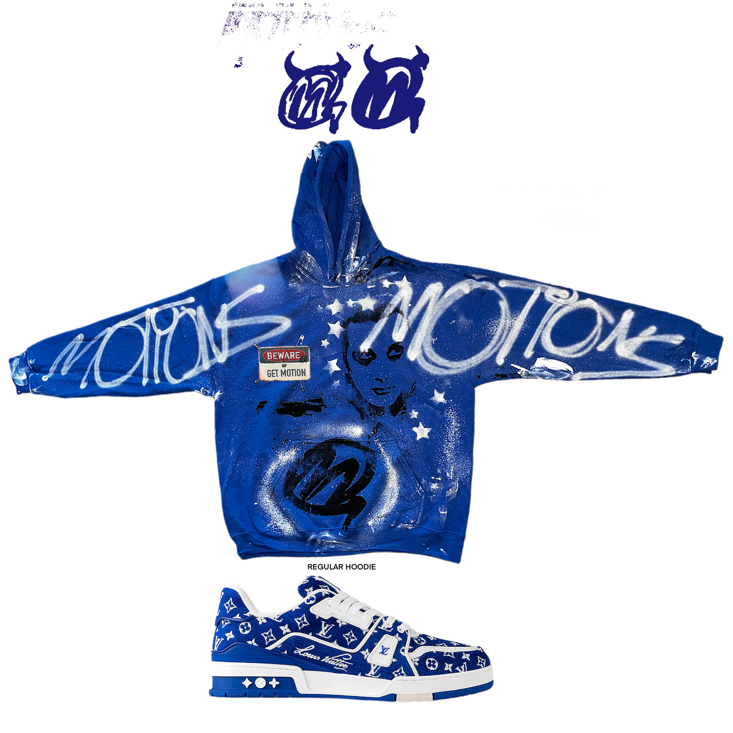 Royal blue Graffiti Hoodie