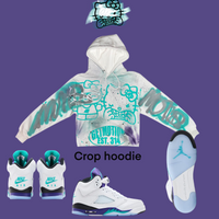 Crop Grape  kitty graffiti hoodie
