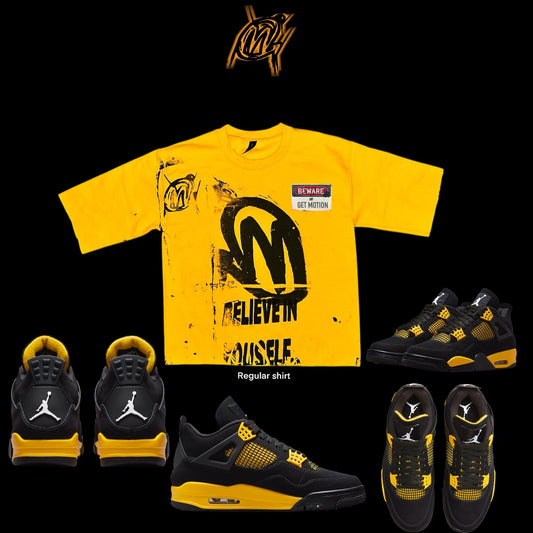 Yellow Thunder 4s CROP graffiti shirt