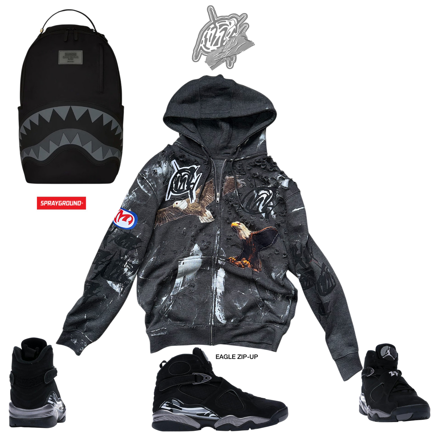 Charcoal eagle Zip-Up ( only 1 made)