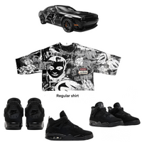 Crop BLACK CAT 4s graffiti shirt