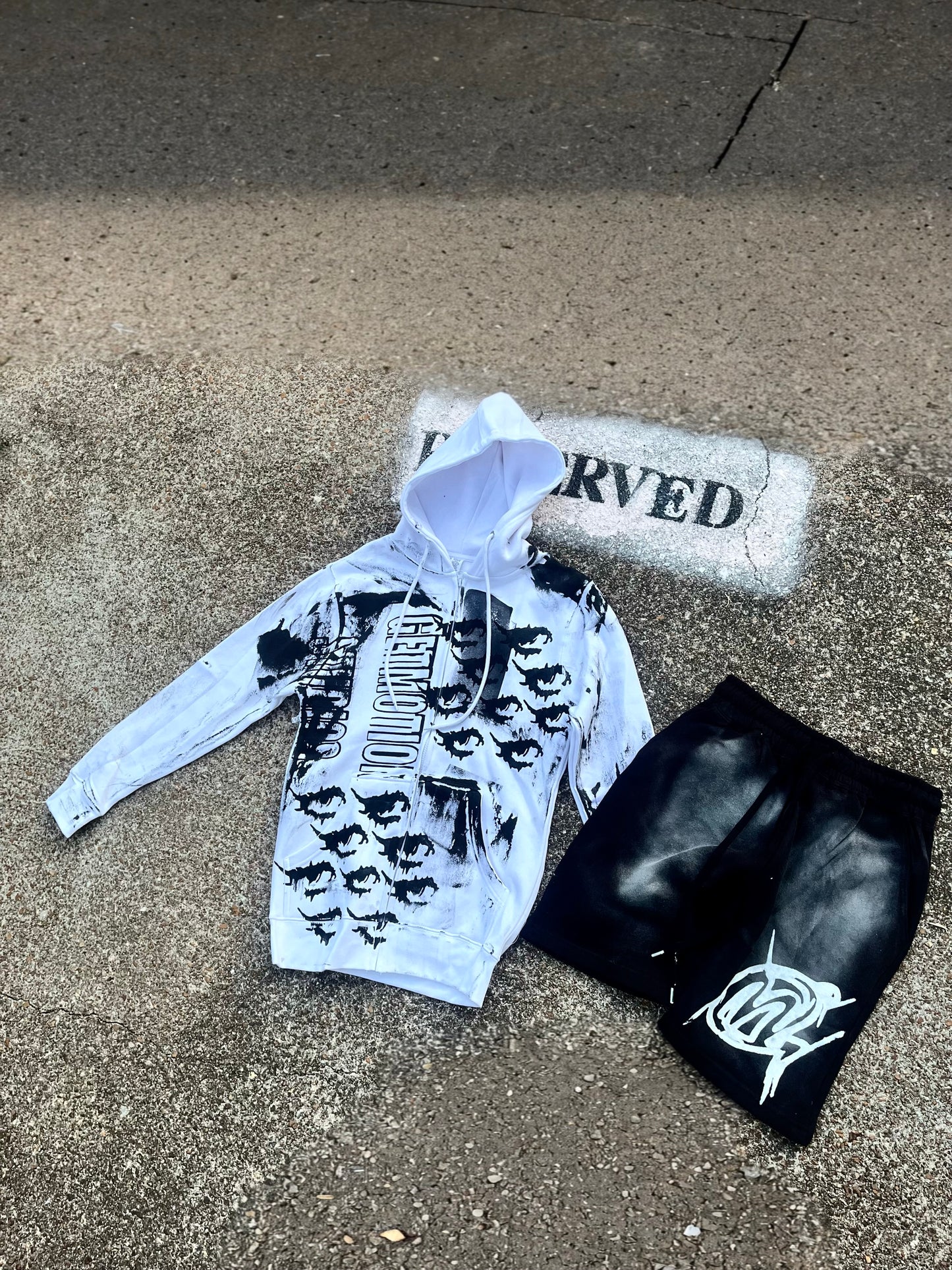 White and black zip up set