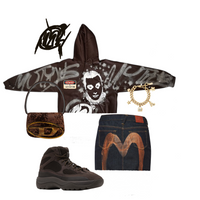 Crop Vengeance brown graffiti hoodie