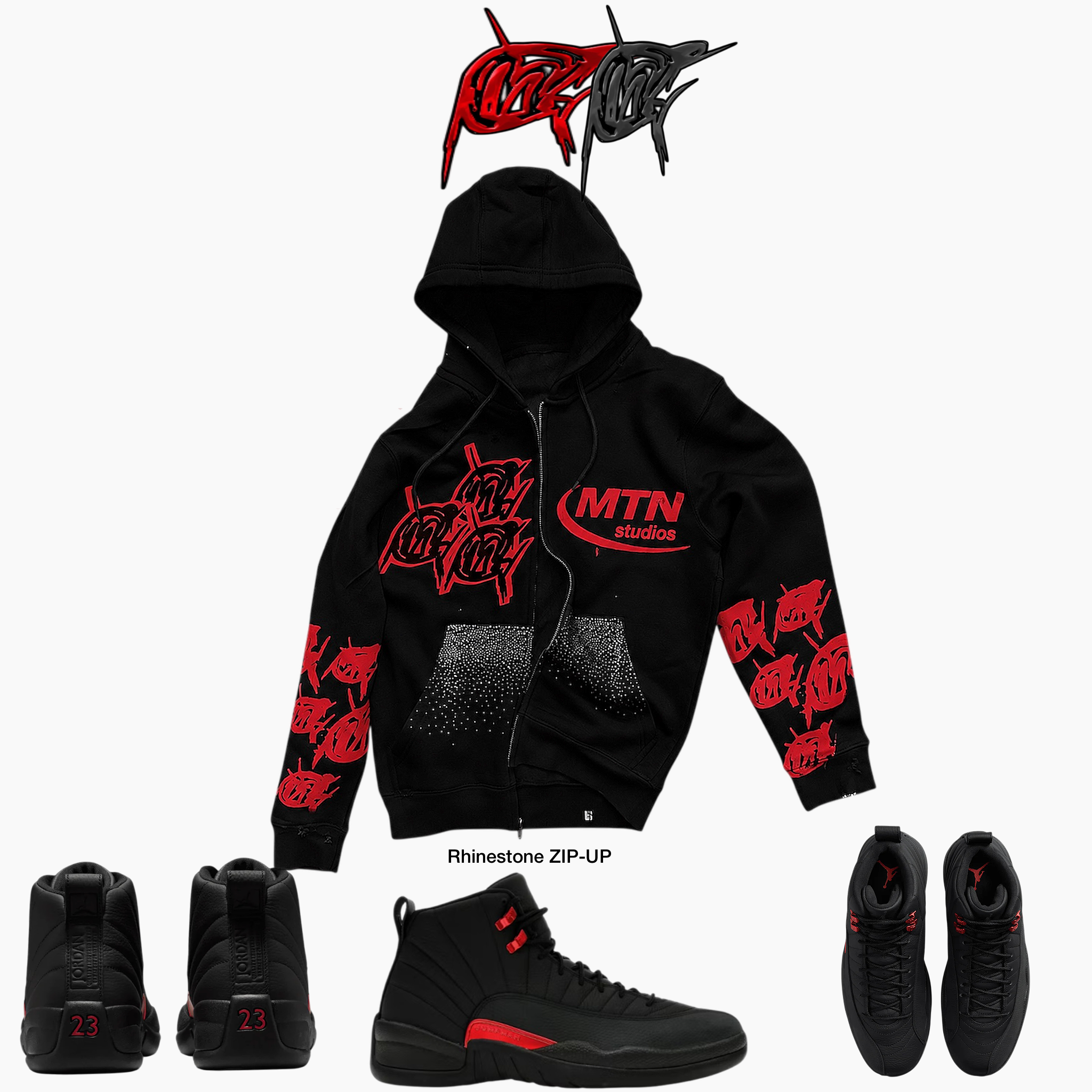 Bloodline Rhinestone visionary zip-up