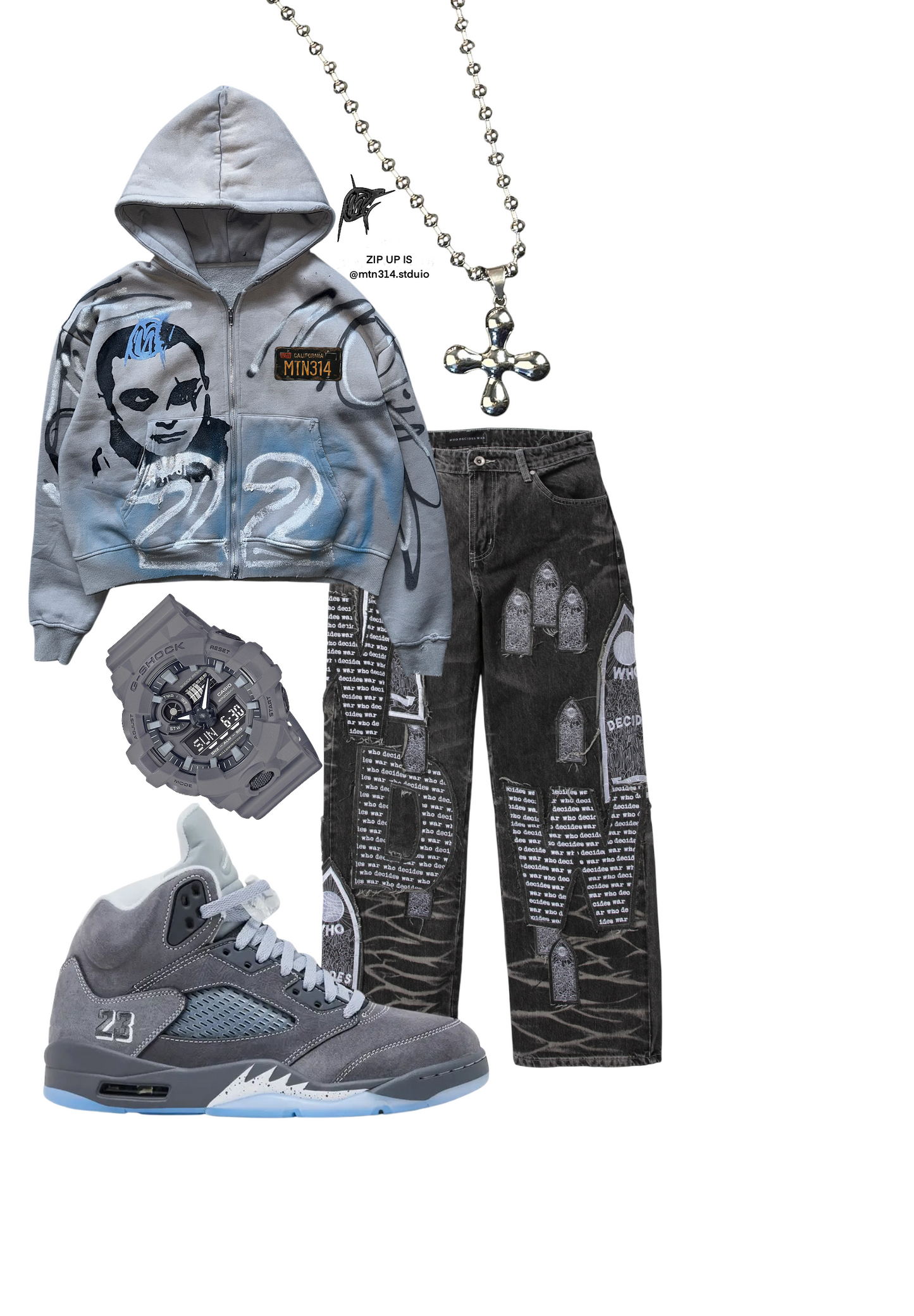 Wolf Grey 5s HEAVYWEIGHT ZIP-UP