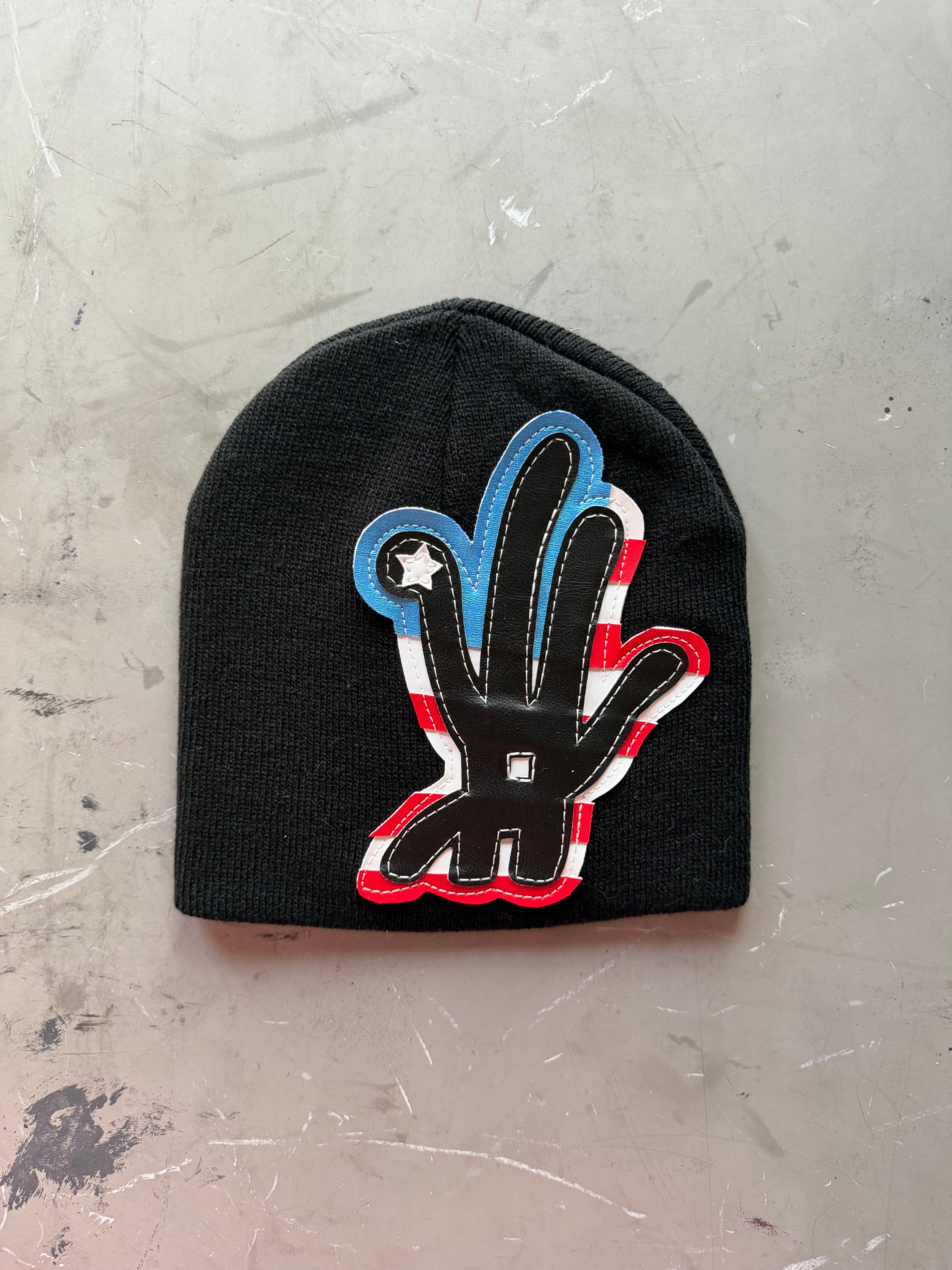 American YKWYK Leather Patch Beanie