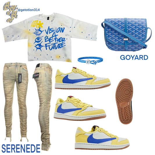 Yellow and blue graffiti shirt