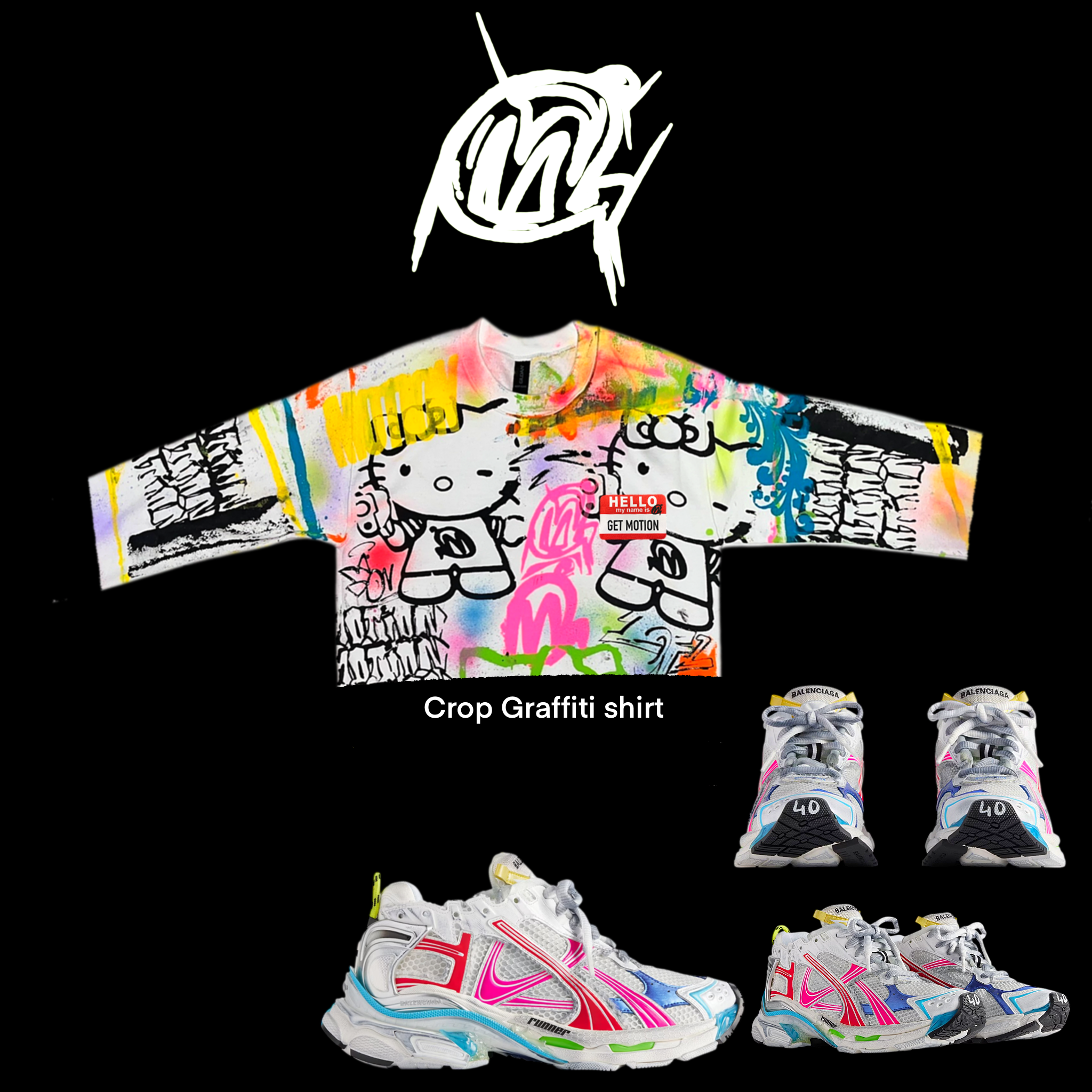 Crop Scary Katt graffiti shirt