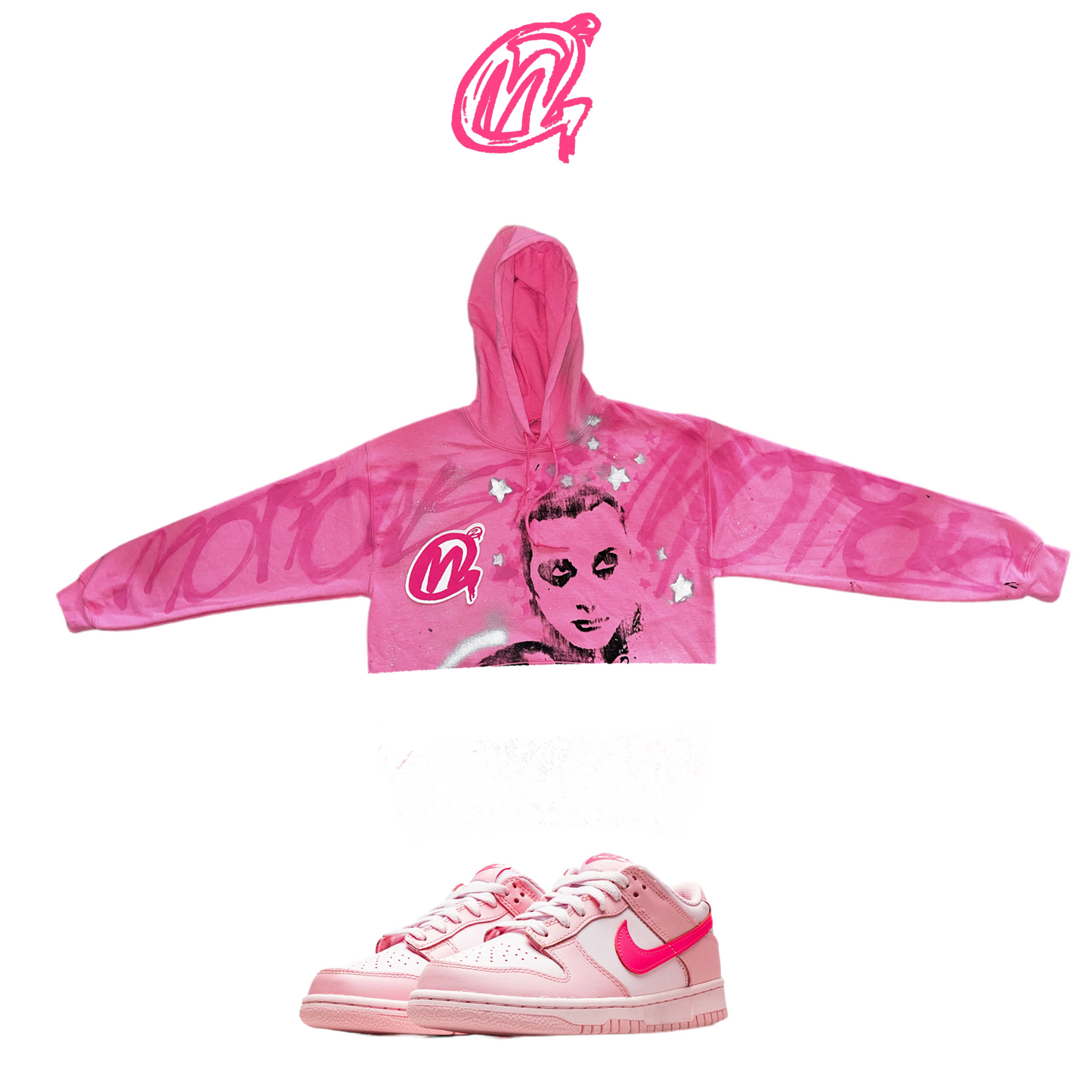 BARBIE DUNKS graffiti Hoodie CROP