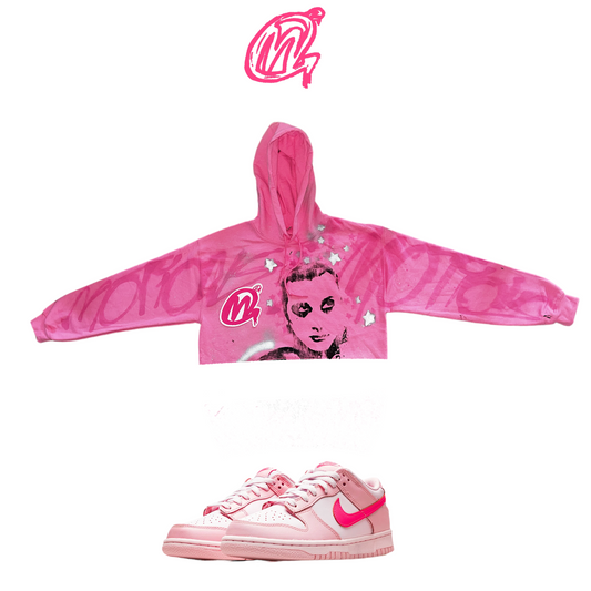 BARBIE DUNKS graffiti Hoodie CROP