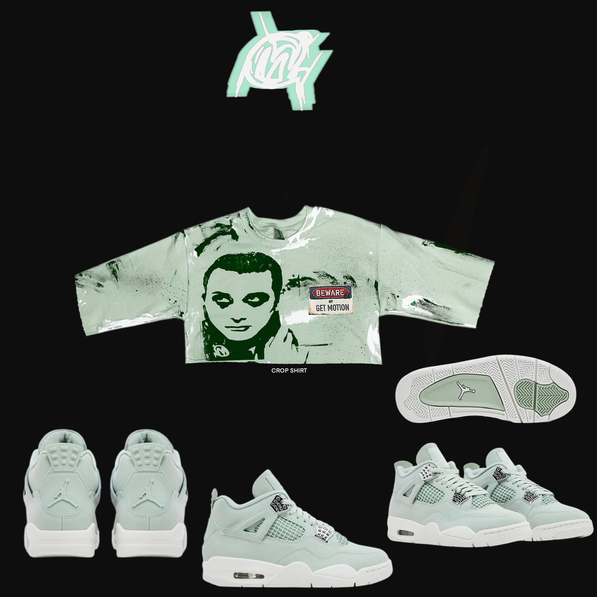 (Crop) SEAFOAM 4s graffiti shirt