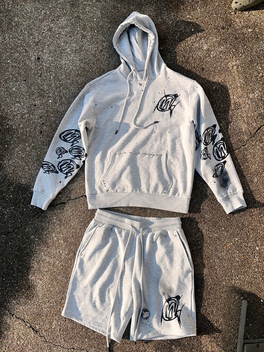 Grey hoodie short set