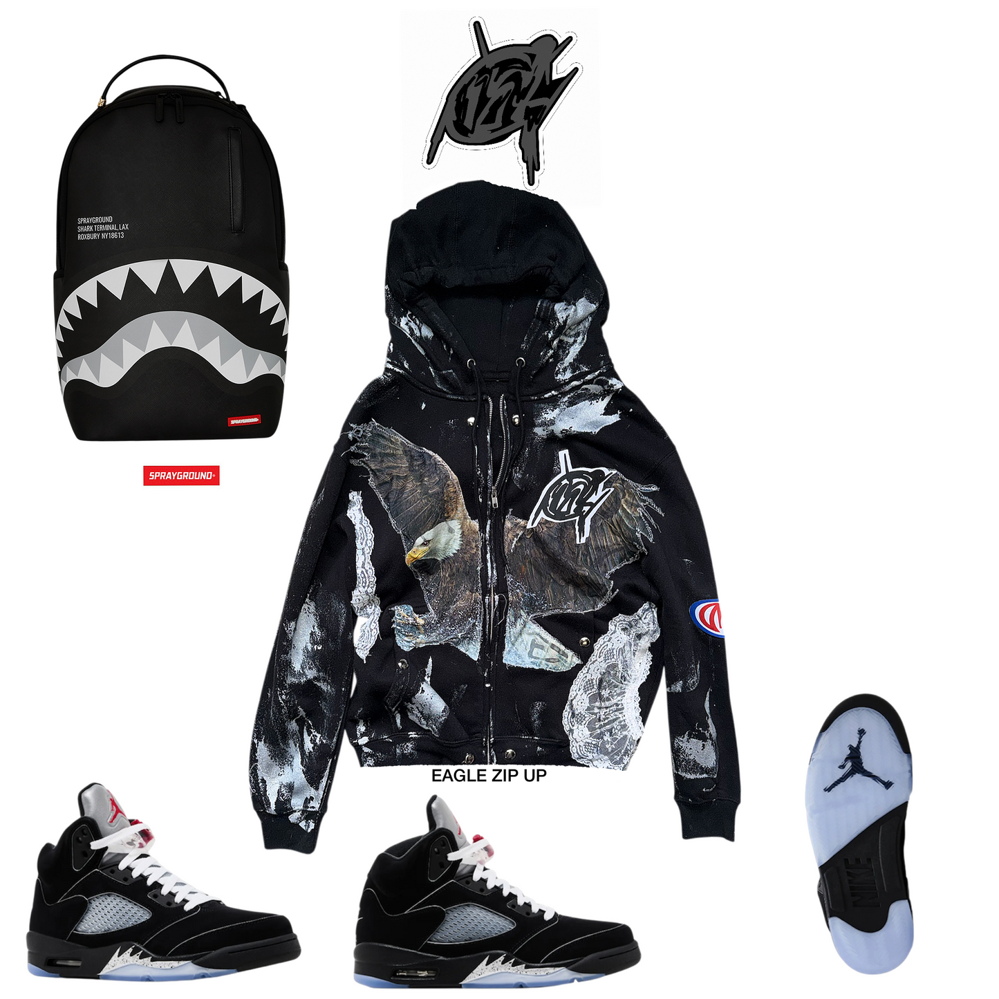 Black Lace eagle Zip-Up ( only 1 made)