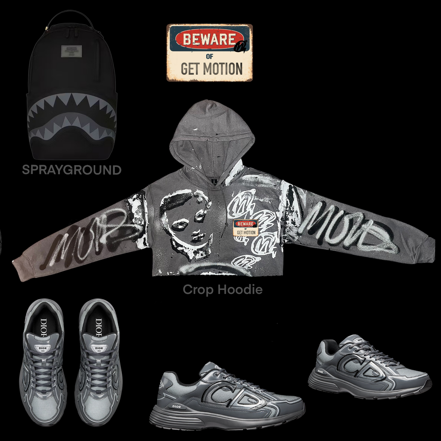 Crop B12s graffiti hoodie