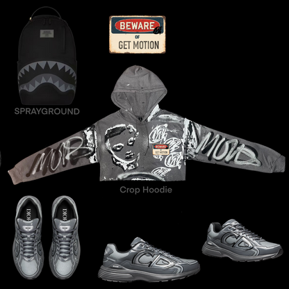 Crop B12s graffiti hoodie