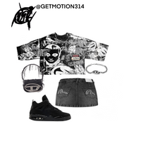 Crop BLACK CAT 4s graffiti shirt