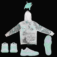 Mint green kitty graffiti hoodie