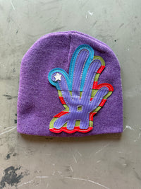 Rebel PurPle YKWYK Leather Patch Beanie