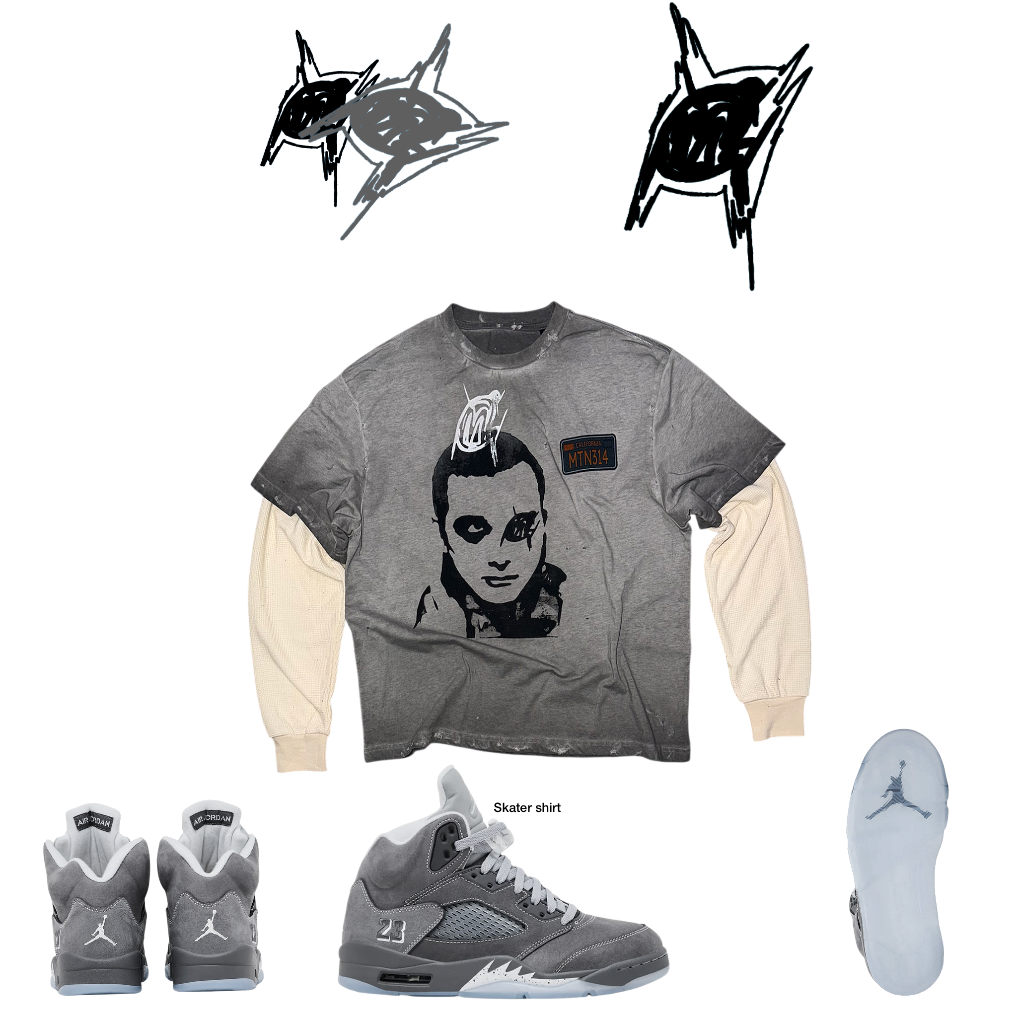 Wolf grey skater tee