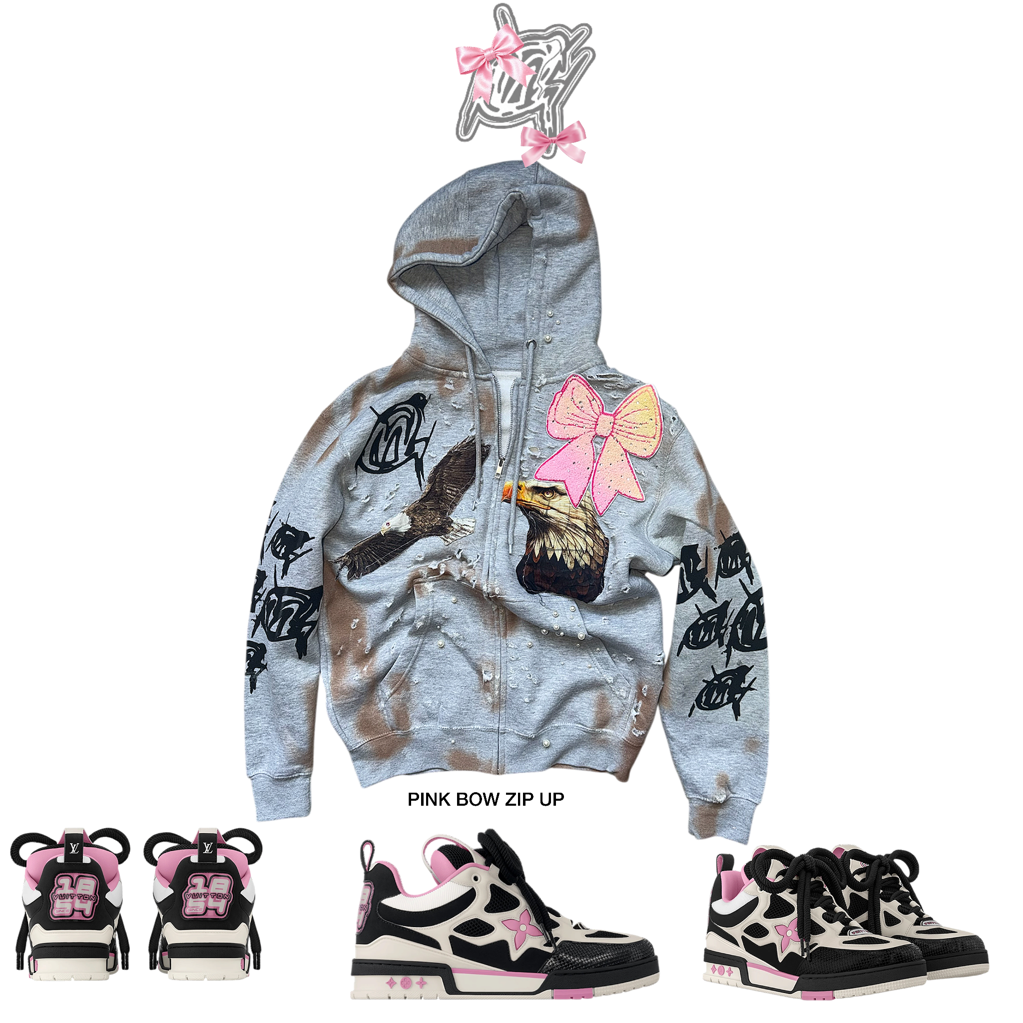 Grey eagle Bow Zip-Up ( only 1 made)