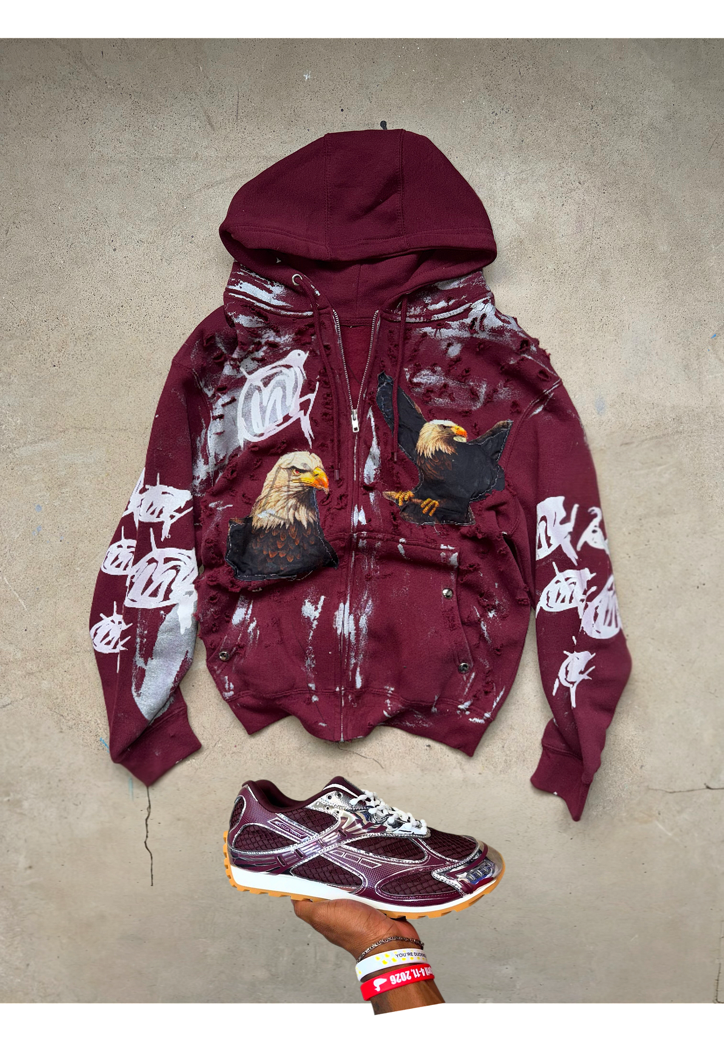 Maroon eagle Zip-Up ( only 1 made)