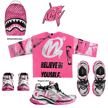 Crop Og Pink  Graffiti Sweater