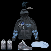 Wolf Grey 5s rhinestone ZIP-UP